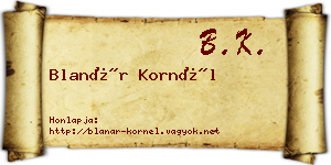 Blanár Kornél névjegykártya