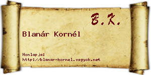 Blanár Kornél névjegykártya